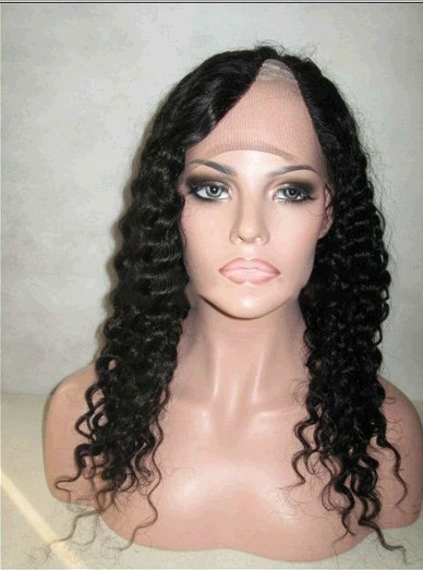 Long Curly Remy Human Hair U Part Wig - Click Image to Close