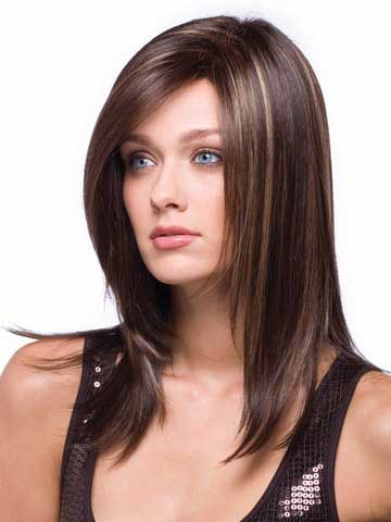 Straight Medium Length Synthetic Wig - Click Image to Close