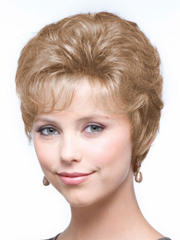 Apricot Frost Short Layered Synthetic Wig - Click Image to Close