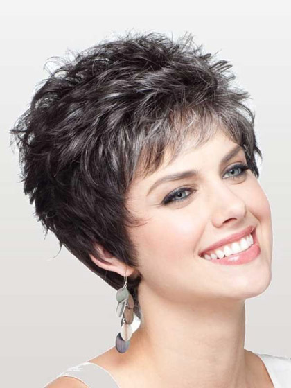 100% Human Hair Lace Front Modern Short Wavy Style Wig - Click Image to Close