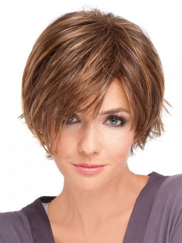 Short Straight With Long Fringe Synthetic Lace Front Wig