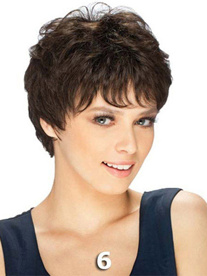 Chic Capless Short Straight Human Hair Wig - Click Image to Close