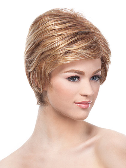 Brunette Layered Cropped Wig with Side Swept Fringe