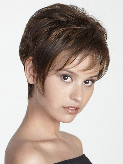 Short Classic Cut Capless Synthetic Wig - Click Image to Close