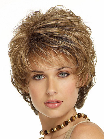 Softly Curled Shag Cut Short Wig