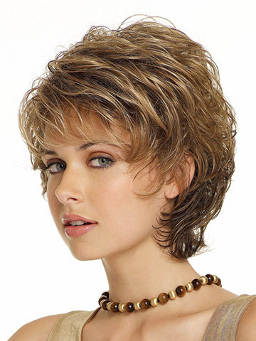 Softly Curled Shag Cut Short Wig