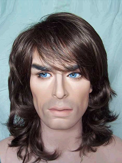 Cool Medium Wavy Synthetic Capless Wig for Man - Click Image to Close