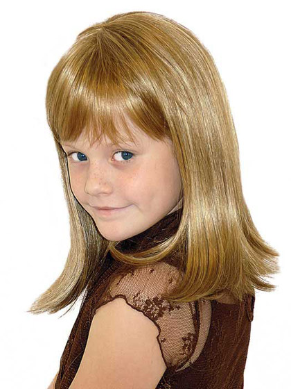 Hand-Tied Full Lace Shoulder Length Kids Wigs - Click Image to Close