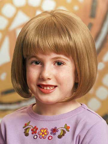 Short Bob With Full Bangs Girl's Wigs - Click Image to Close