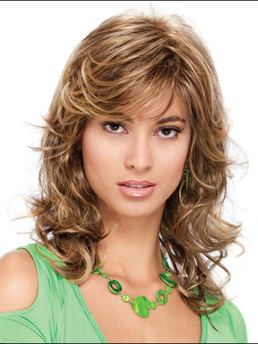 Dramatic Synthetic Curly Medium Length Wig - Click Image to Close