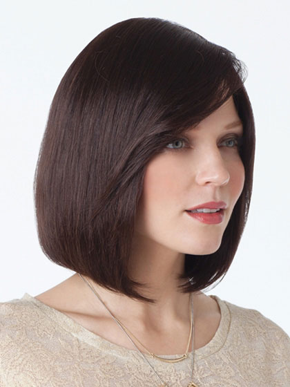 Bob Style Remy Human Hair Lace Wig with Side Swept Fringe