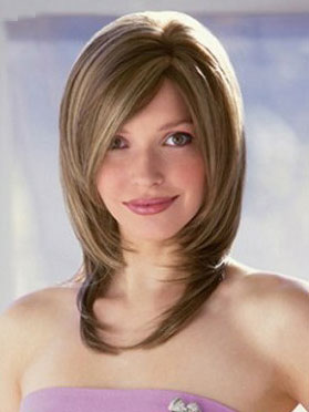 Long Side Swept Bang Lace Wig - Click Image to Close