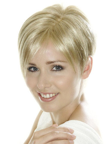 Short Cropped Light Blonde Synthetic Lace Wig - Click Image to Close