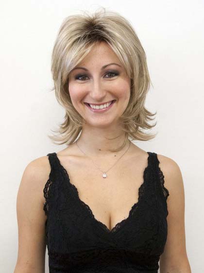 Layered Flip Human Hair Wig - Click Image to Close