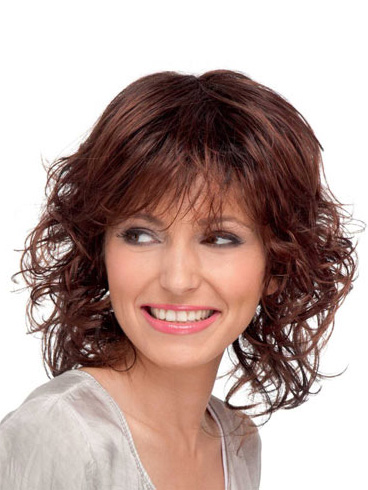 Soft Curly Mid-Length Lace Front Wig - Click Image to Close