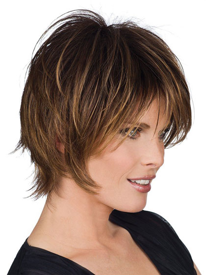 Medium Length Straight Human Hair Wig - Click Image to Close