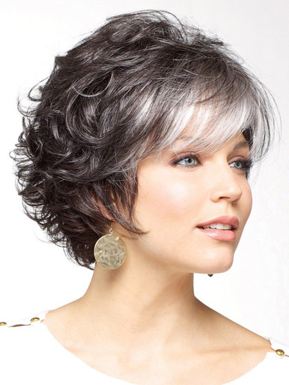 Gorgeous Soft Curly Synthetic Capless Grey Wig - Click Image to Close