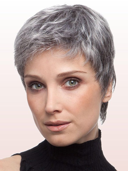 Layered Boy Cut Lace Front Grey Wig