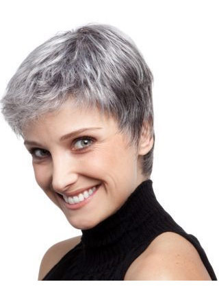 Layered Boy Cut Lace Front Grey Wig