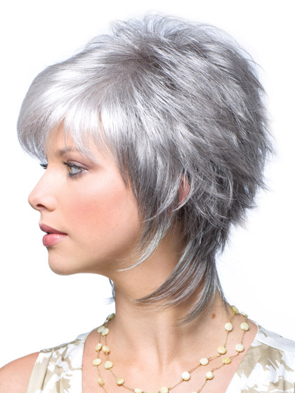 Layered Synthetic Lace Front Grey Wig