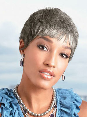 Short Synthetic Capless Grey Wig - Click Image to Close