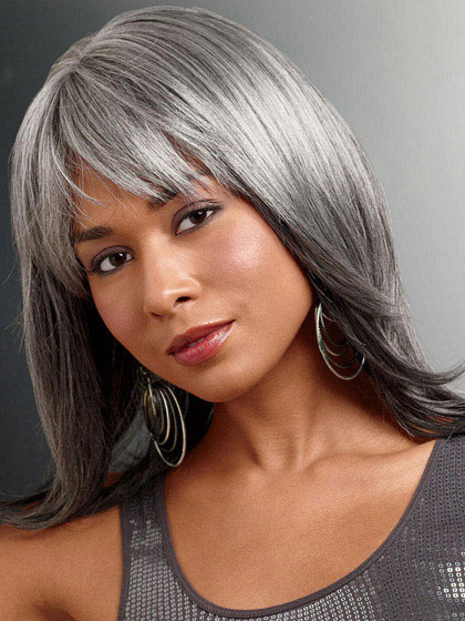 Lace Front Synthetic Foxy Silver Wig - Click Image to Close