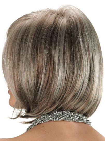 Angled Sides And Soft Beveled Nape Grey Wig