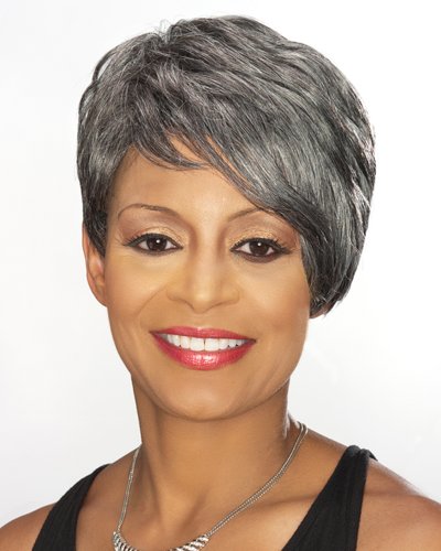 Short Side Swept Fringe Grey Wig - Click Image to Close