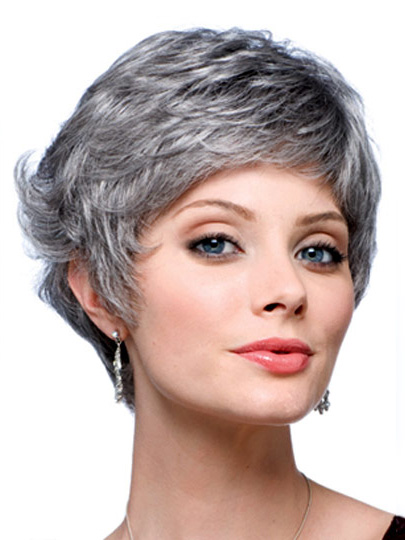 Graduated Back Grey Wig - Click Image to Close