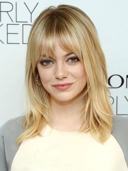 Emma Stone 100% Remy Human Hair Wavy Wig - Click Image to Close