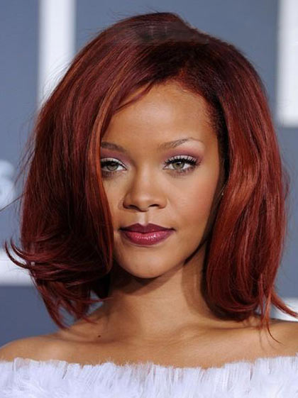 Fashion Medium Straight Rihanna Hairstyle Synthetic Lace Front W - Click Image to Close