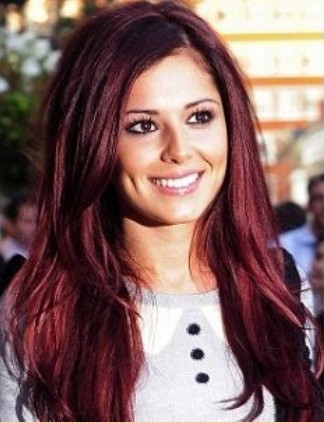 Cheryl Cole Style Plum Red Wig - Click Image to Close