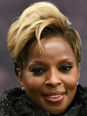 4" Mary J. Blige Excellent Short Wavy Full Lace Hair Wig