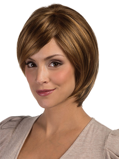 Lace Front Medium Length Graduated Layered Bob Wig - Click Image to Close