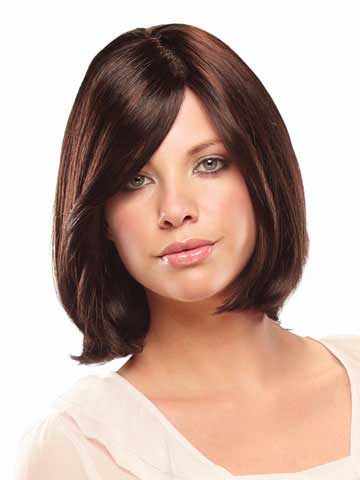 Chin-Length Lovely Bob Lace Front Human Hair Wig - Click Image to Close