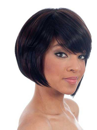 Asymmetrical Bob Side Swept Bangs Synthetic Wig