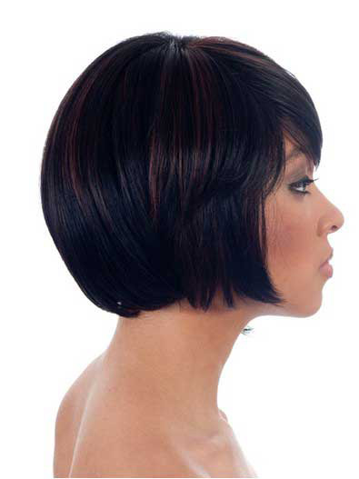 Asymmetrical Bob Side Swept Bangs Synthetic Wig