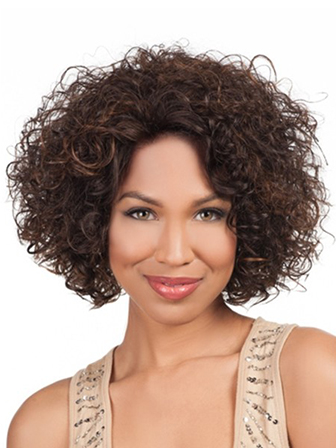 Short Curly Medium Length wig - Click Image to Close