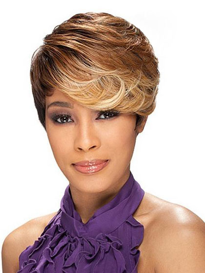 Asymmetrical style Short Wavy Synthetic Wig