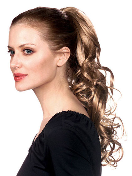 20" Curly Clip-In Remy Hair Ponytail - Click Image to Close