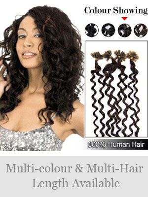 20" 100% Curly Nail Tip Human Hair Extensions - Click Image to Close