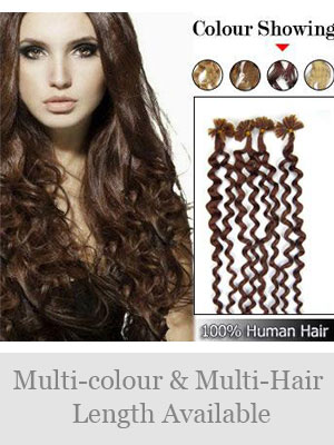 20" 100% Curly Nail Tip Human Hair Extensions - Click Image to Close