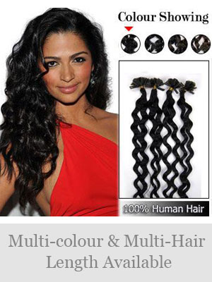 20" 100% Curly Nail Tip Human Hair Extensions