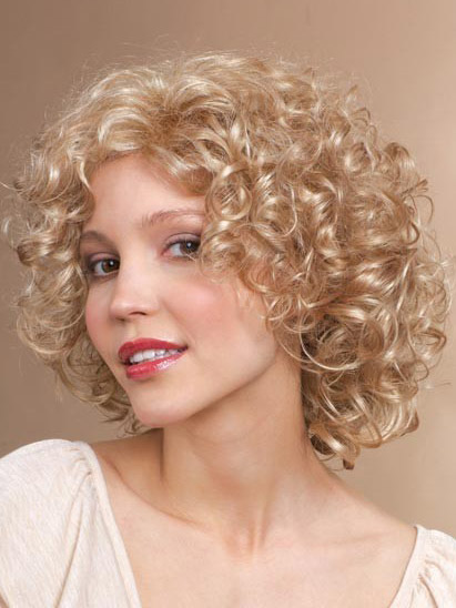 Curly Medium Length Synthetic Wig - Click Image to Close