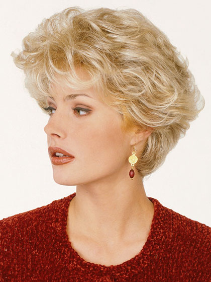 Short Flyaway Waves Capless Synthetic Wig - Click Image to Close