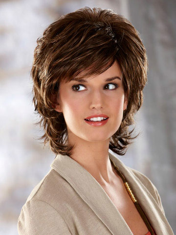 Collar Length Synthetic Wig With Flicked Out Ends