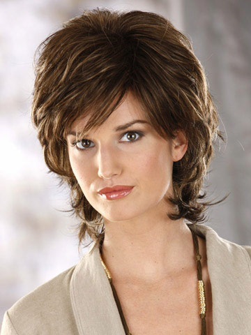 Collar Length Synthetic Wig With Flicked Out Ends