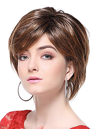 Brown Short Straight Synthetic Wig