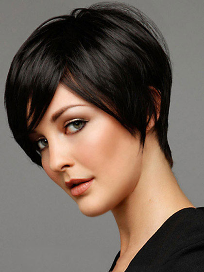 Fabulous Capless Short Straight Human Hair Wig - Click Image to Close