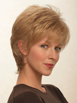 Lightweight Synthetic Short Wig with Wispy Bangs - Click Image to Close